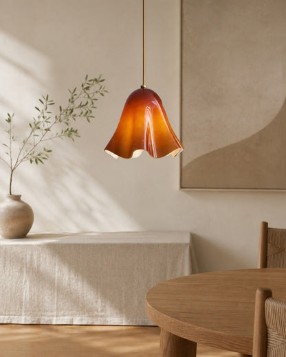 Bellina Artistic Glass Pendant Light - Modern Bloom Inspired Hanging Ceiling Lamp