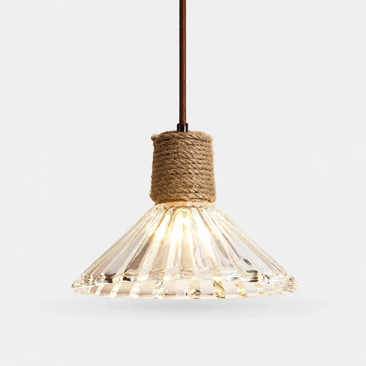 Rustic Woven Rope Glass Pendant Light Collection