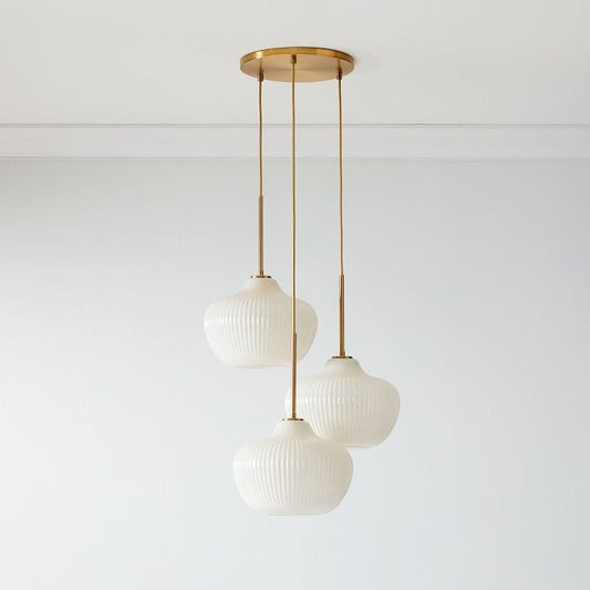 Rivrona Ribbed Glass 3-Light Chandelier - Sculptural Modern Lighting for Home