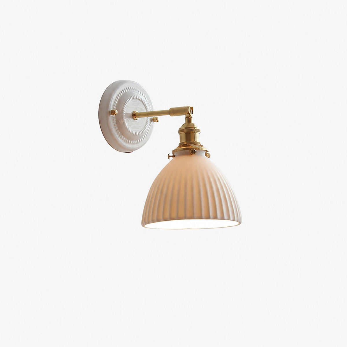 Japanische Vintage Wandlampe aus Keramik und Messing mit 1 Leuchte