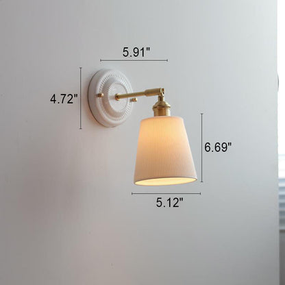 Japanische Vintage Wandlampe aus Keramik und Messing mit 1 Leuchte