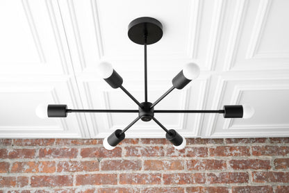 Mobilux Line Mid Century Modern Chandelier - 6 Heads Hanging Ceiling Light