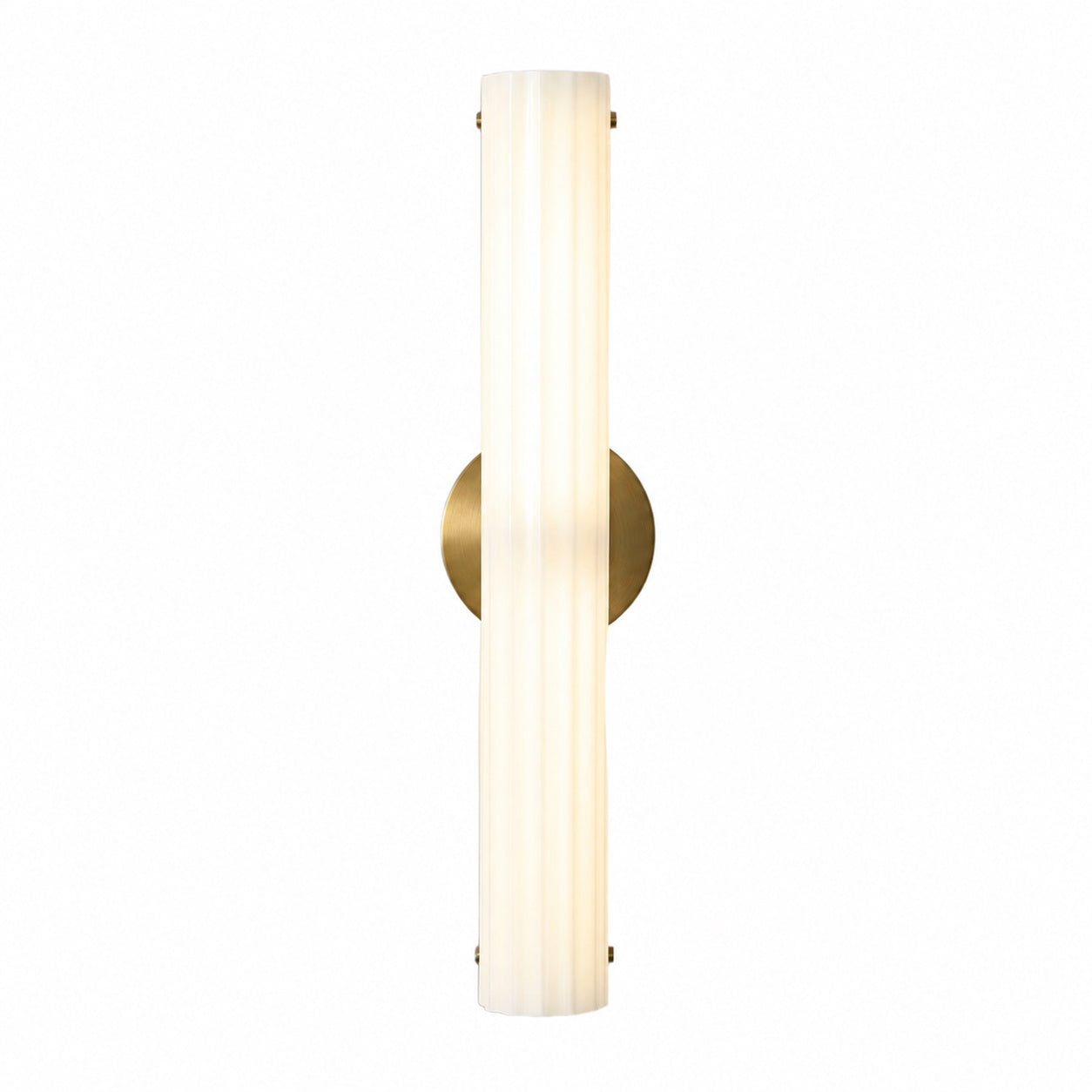 Trenia Stahl-Wandleuchte mit Milchglasschirm – Vertikal geripptes Design
