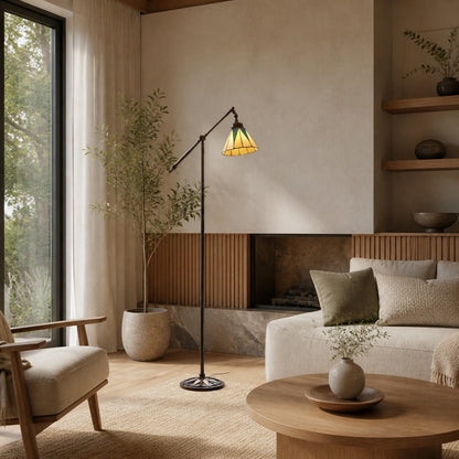 TF Dark Star Tiffany Stehleuchte – Art-Deco-Stehleuchte aus Buntglas für das Wohnzimmer