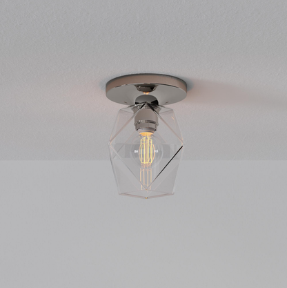 Talvior Sculptural Flush Mount Ceiling Light – Faceted Glass for Modern Interiors