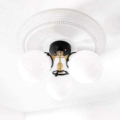 Glorica Glass Globe Light - Mid Century Semi Flush Ceiling Lamp