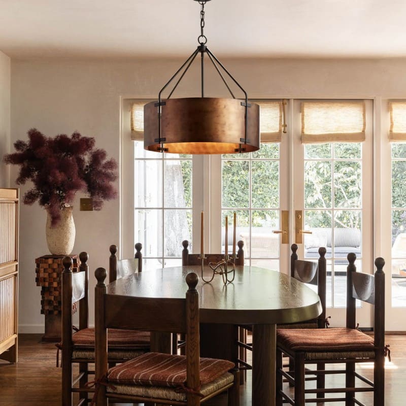 Antike Trommel-Pendelleuchte aus Messing – Vintage Industrieller Charme Loft Living