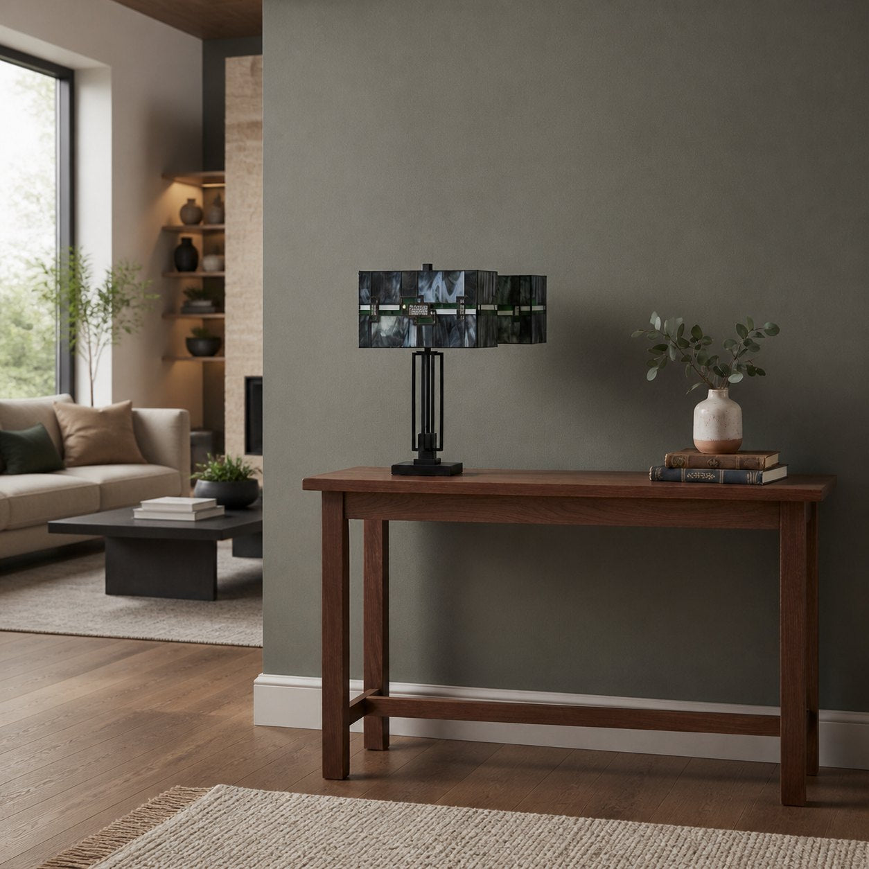 Rechteckige Tischleuchte Culletto aus Buntglas – Künstlerischer Look für Schlafzimmer und Flure