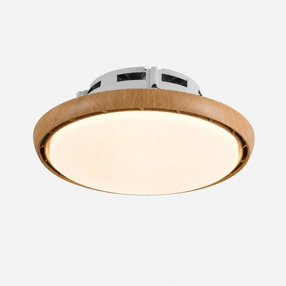 Light wood low profile ceiling fan light