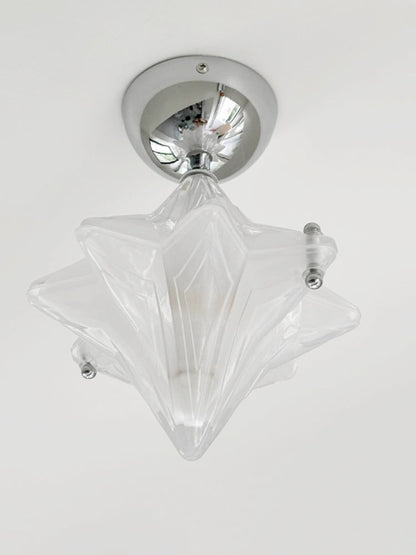 Art Deco Star Ceiling Lamp – Frosted Glass Fixture for Hallway & Entryway – Astris Ceres