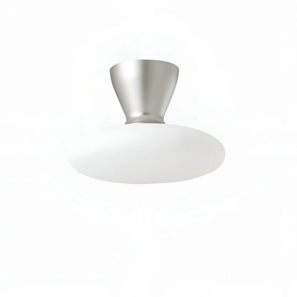 White glass and Silver finish, 28 cm / 11 in size
