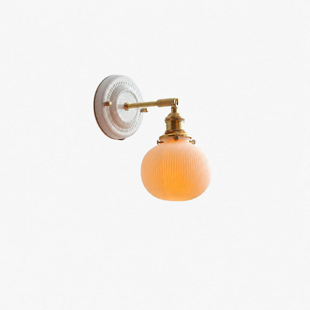 Japanische Vintage Wandlampe aus Keramik und Messing mit 1 Leuchte