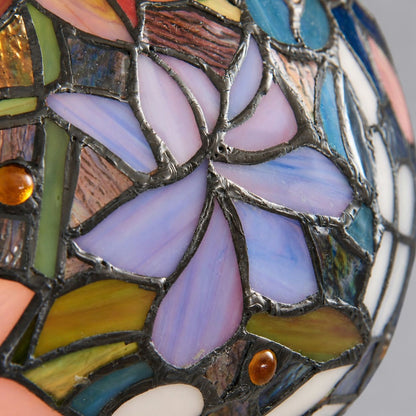 TF Sullivan Tiffany Stehlampe - Florales Buntglasdesign für Arbeits- oder Wohnzimmer