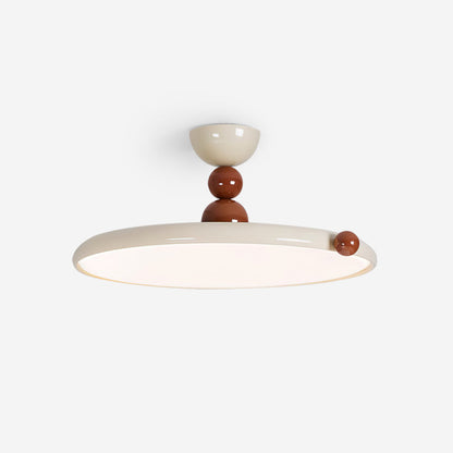 Beige Round Retro Flush Mount Ceiling Light