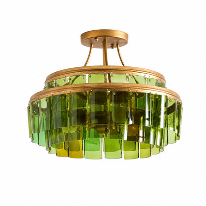 Halbbündige Deckenleuchte aus Verdura-Glas – Elegante Deckenleuchte aus grünem Glas