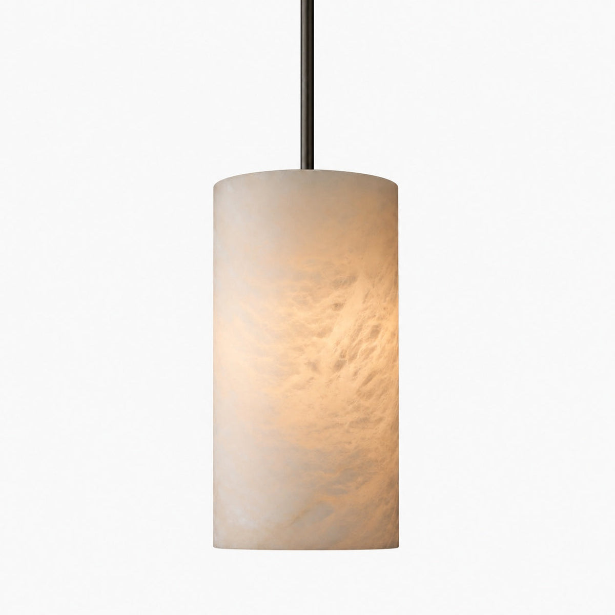 Hand Carved Alabaster Cylinder Pendant Light