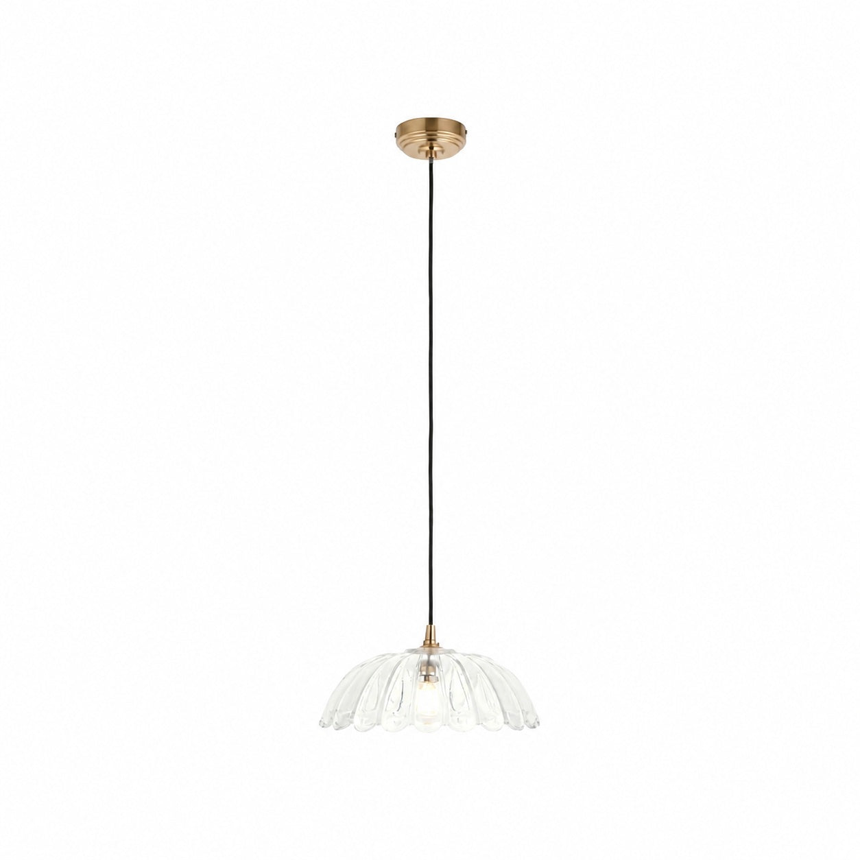 Floriaxis Floral Glass Pendant Light — Floral Glass Shade with Braided Cable for Kitchen or Dining