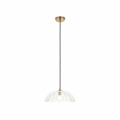 Floriaxis Floral Glass Pendant Light — Floral Glass Shade with Braided Cable for Kitchen or Dining