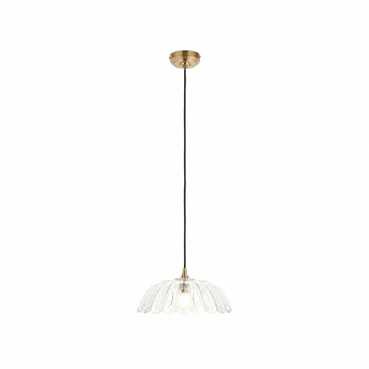 Floriaxis Floral Glass Pendant Light — Floral Glass Shade with Braided Cable for Kitchen or Dining