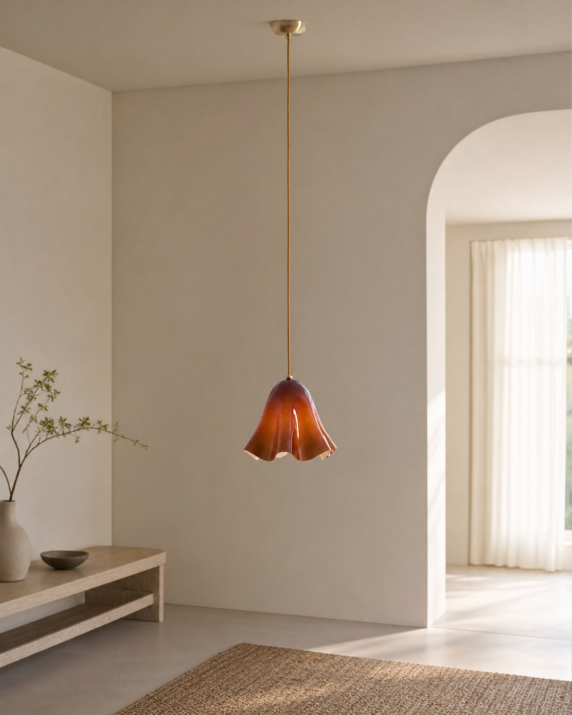 Bellina Artistic Glass Pendant Light - Modern Bloom Inspired Hanging Ceiling Lamp