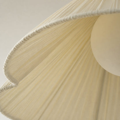 Blossine Linen Scalloped Pendant Light - Layered Shade and Metal Canopy Rustic to Modern