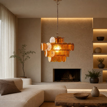 Morien Colorful Disc Pendant Light - Artistic Glass and Metal Pendant Lighting for Dining or Bedroom