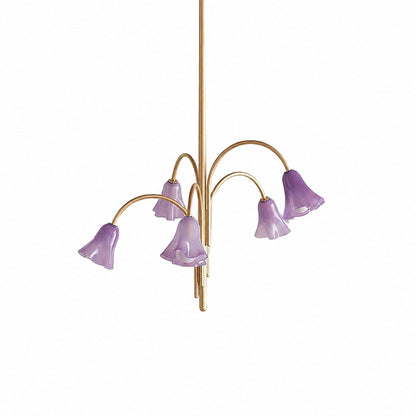 Bellina Modern Romantic Chandelier - Botanical Lily Design with Glass Flowers