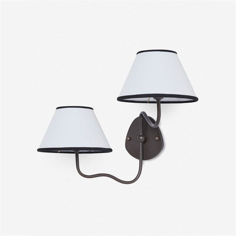 Kulo Fabric Wall Light – Modern Double Arm Linen Wall Sconce for Living Room