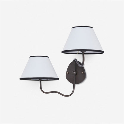 Kulo Fabric Wall Light – Modern Double Arm Linen Wall Sconce for Living Room