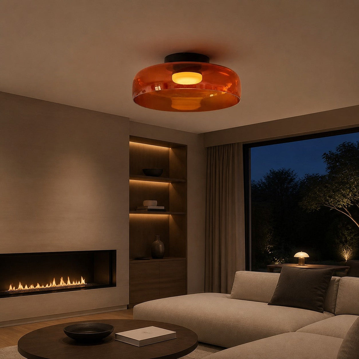 Celestial Modern Glass Ceiling Light – Nordic Design  Glass Disc Fixture for Bedroom and Dining