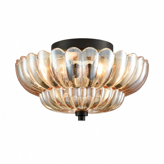 Orilanavo Glass Semi-Flush Ceiling Lamp - Stylish Umbrella Design for Bedroom and Living Room