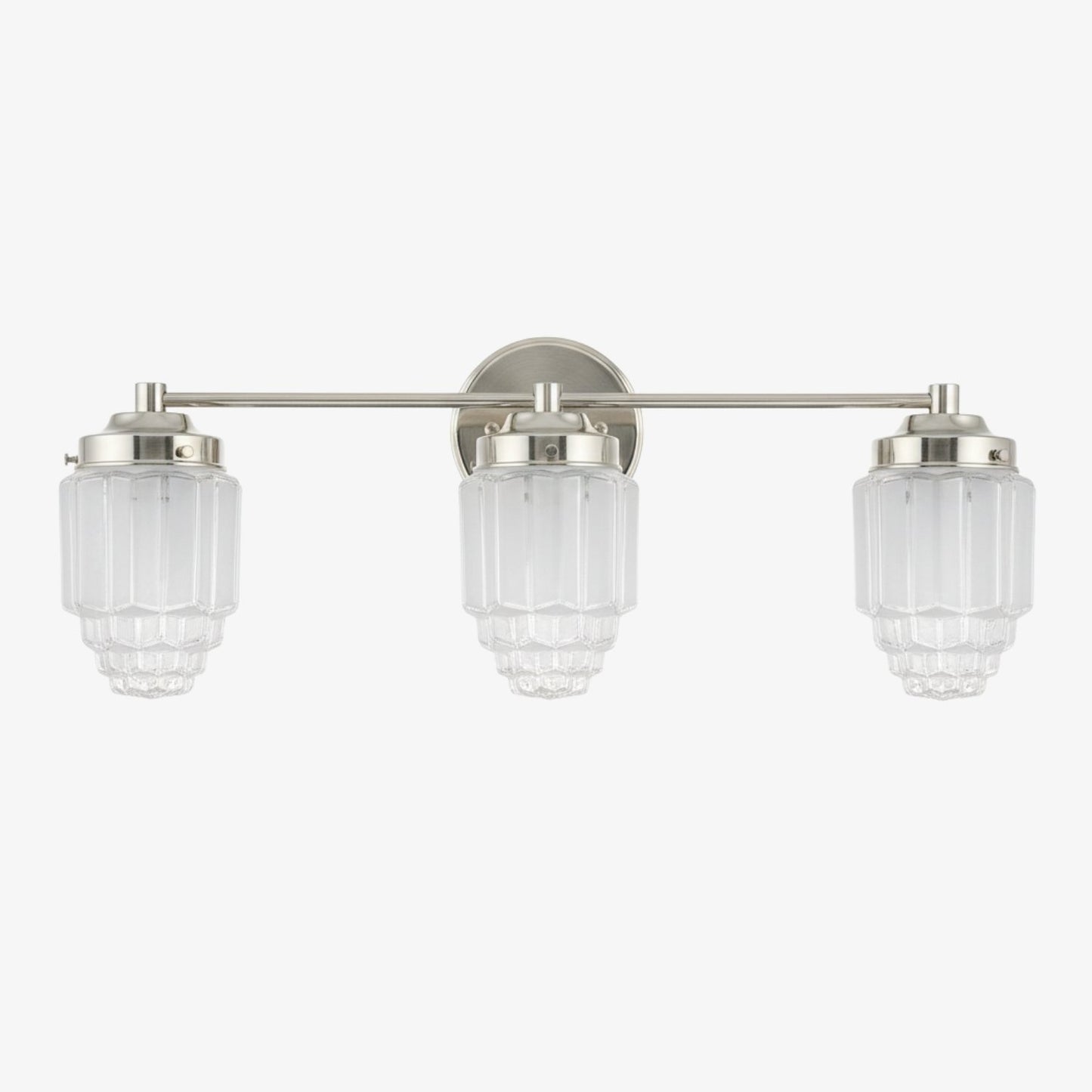 Tierlux Glass Vanity Light - Art Deco Bathroom Fixture with Skyscraper Shades