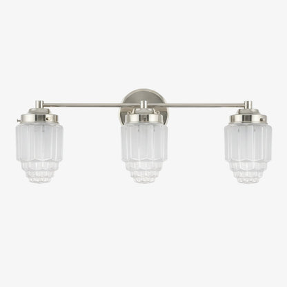 Tierlux Glass Vanity Light - Art Deco Bathroom Fixture with Skyscraper Shades