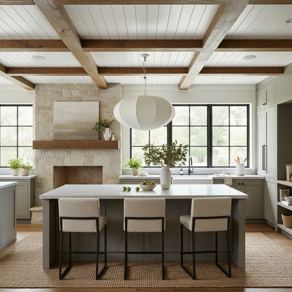 Alvian Adjustable Pendant Light with Linen Shade for Dining Room and Kitchen Island