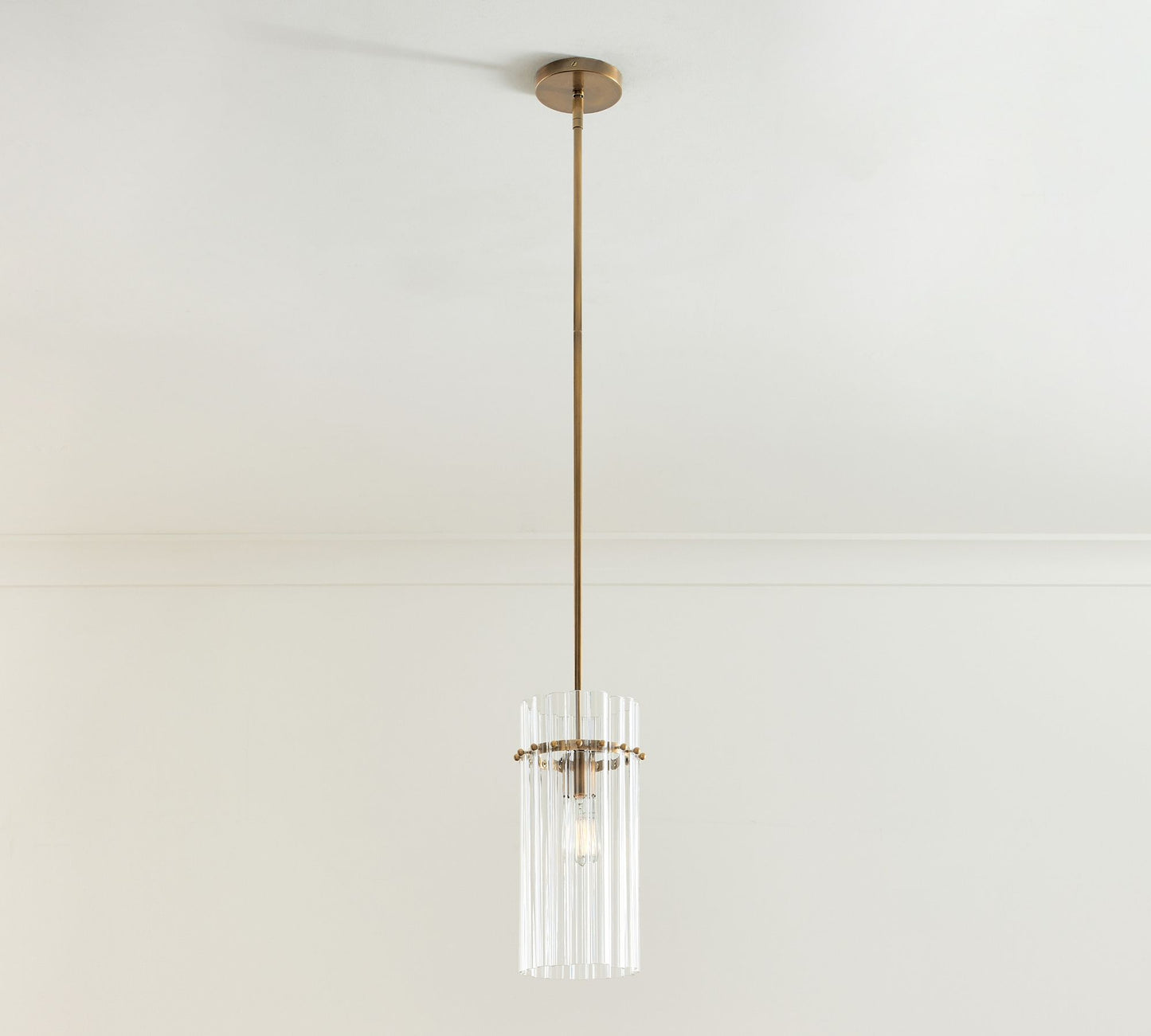 Lumora Crystal Pendant Light – Elegant Tumbled Brass & Cut Glass
