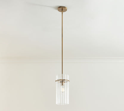 Lumora Crystal Pendant Light – Elegant Tumbled Brass & Cut Glass