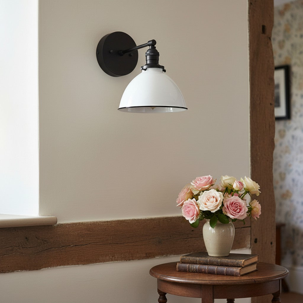 Conique Metal  Wall Sconce - White Metal Shade - Industrial Modern Lighting