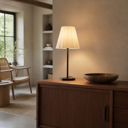 Ruffmeto Transitional Slim Table Lamp – Sculptural Shade Lighting for Living Room or Bedroom
