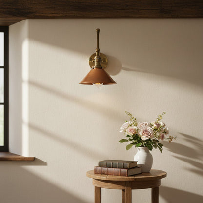 Conique Metal Industrial Wall Sconce with Adjustable Arm - Vintage Copper Cone Shade for Task Lighting
