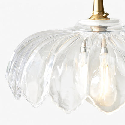 Floriaxis Floral Glass Pendant Light — Floral Glass Shade with Braided Cable for Kitchen or Dining