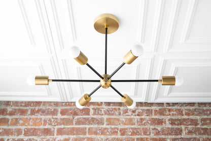 Mobilux Line Mid Century Modern Chandelier - 6 Heads Hanging Ceiling Light
