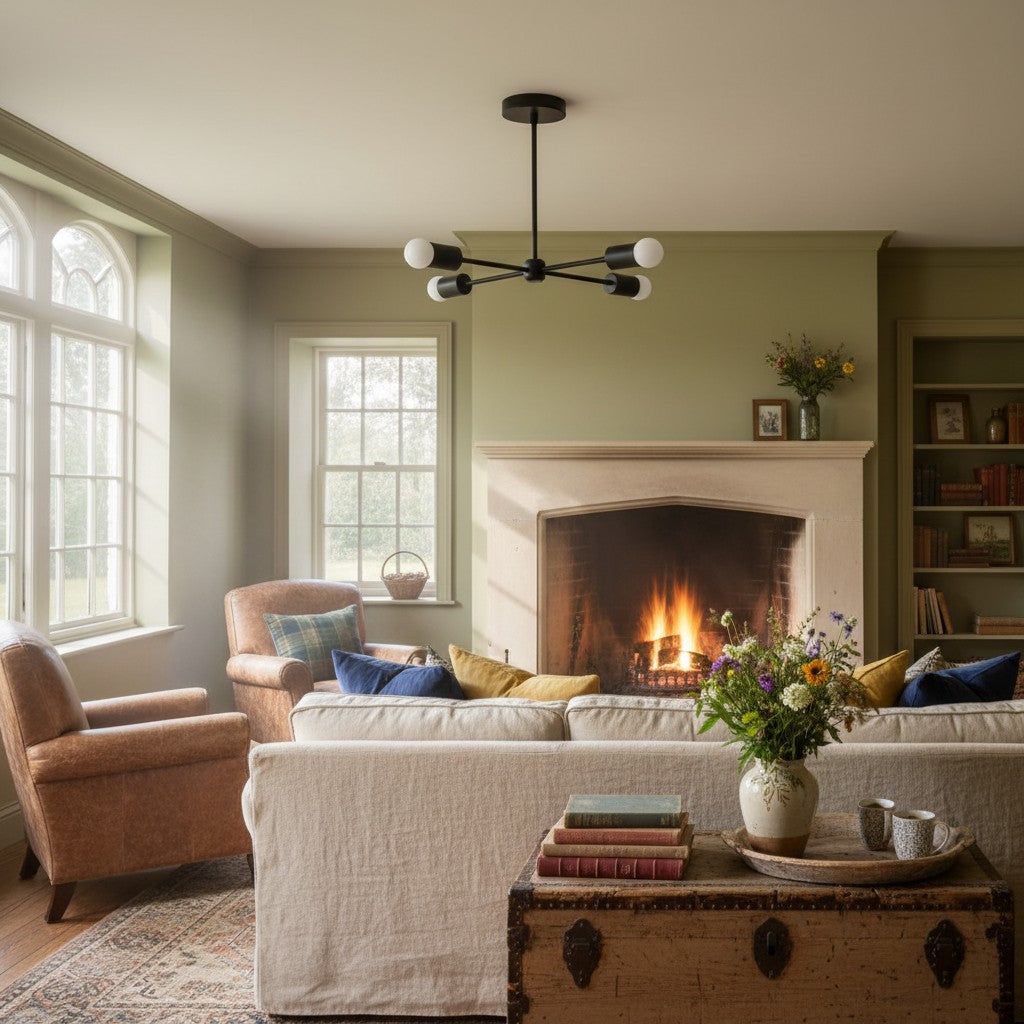 Mobilux Line Mid Century Gold Sputnik Chandelier - Geometric Brass Fixture