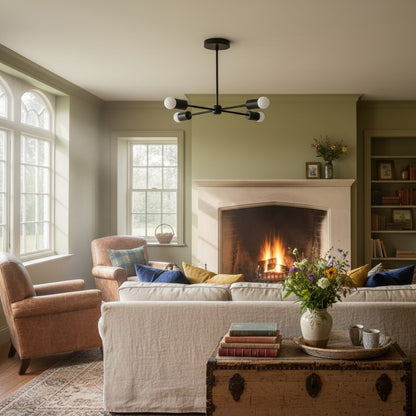 Mobilux Line Mid Century Gold Sputnik Chandelier - Geometric Brass Fixture