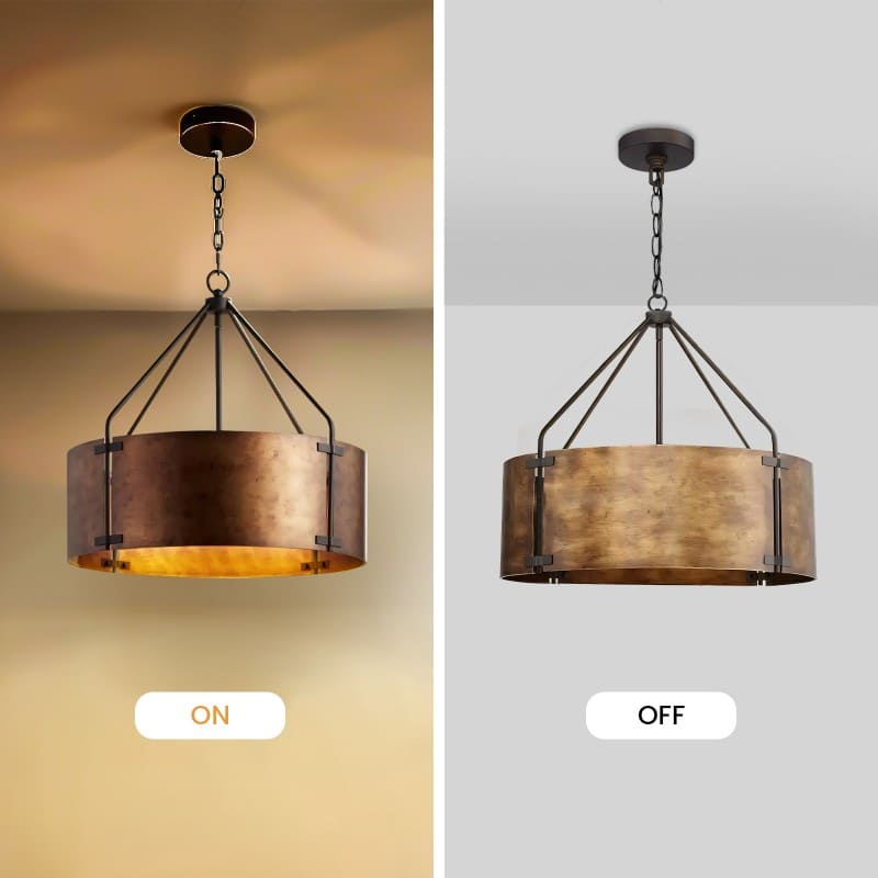 Antike Trommel-Pendelleuchte aus Messing – Vintage Industrieller Charme Loft Living