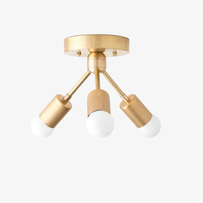 Mobilux Line Modern Brass Flush Mount - Minimalist Gold Ceiling Light for Bedroom