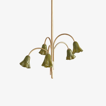 Bellina Sculptural Glass Lily Chandelier – Modern Romantic Pendant Light for High Ceilings