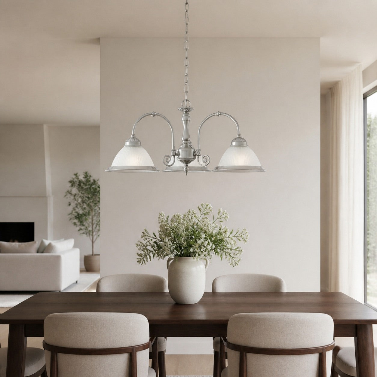 TF Vintora Pendelleuchte aus geripptem Glas – Elegante Metallumrandung für Küchen, Essbereiche und Flure