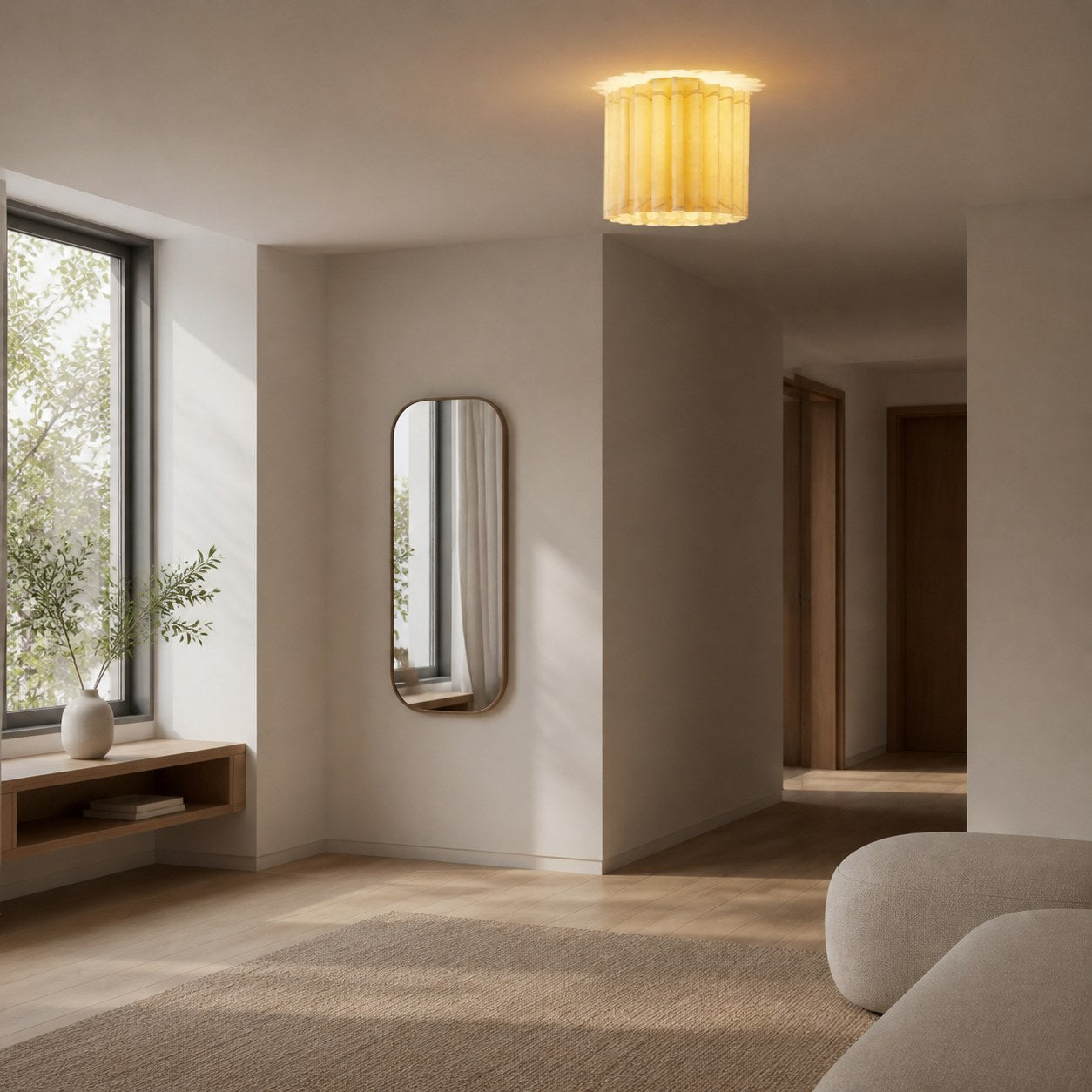 Velura Leinen-Hängeleuchte – Moderne Deckenleuchte im Übergangsstil für Esszimmer und Küchen