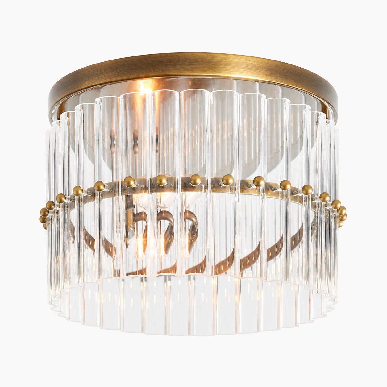 Lumora Crystal Flush Mount – Elegante Deckenleuchte aus Messing