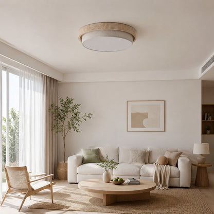 Travertine Fabric Flush Mount Ceiling Light